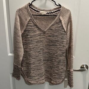 Altar'd State V-Neck Sweater - Heathered Brown